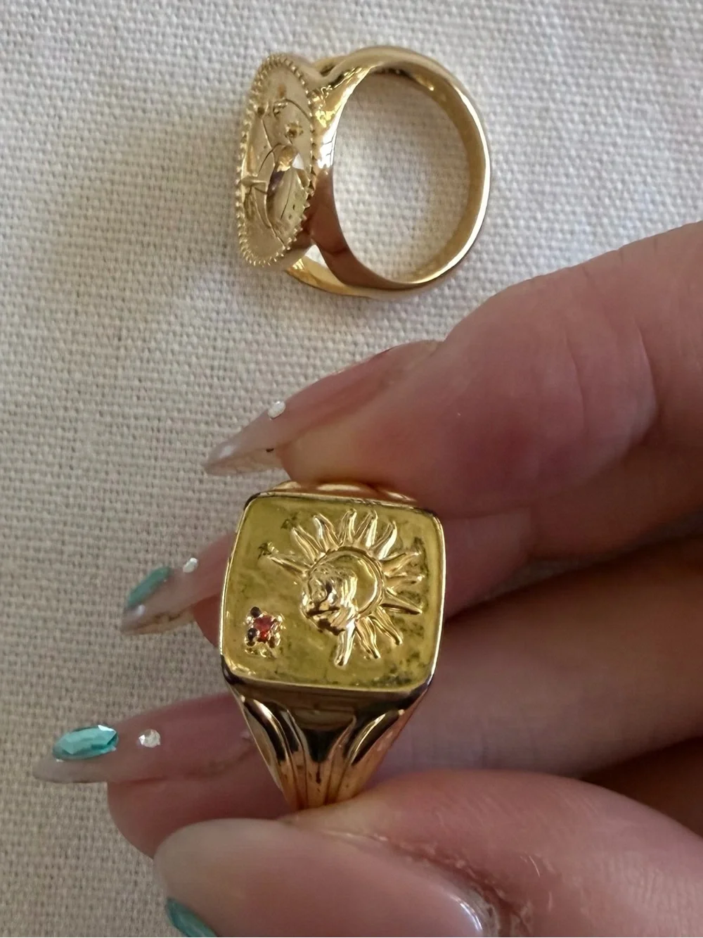 LIKE NEW. Wanderlust+co Birthstone Ring x 2